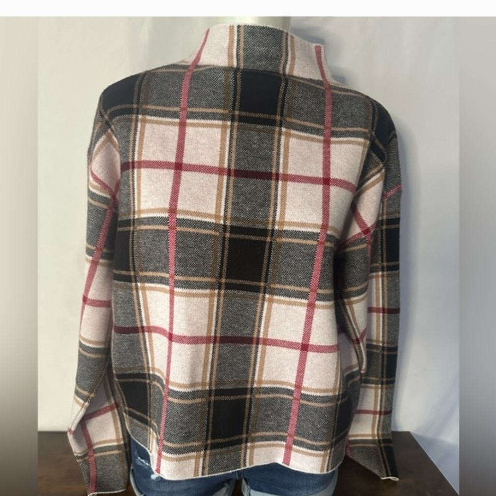 Tahari Red and Black Textured Sweater